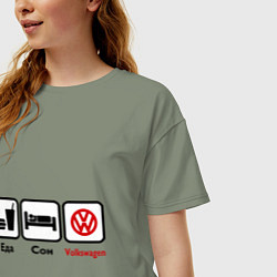 Футболка оверсайз женская Еда, сон и Volkswagen, цвет: авокадо — фото 2