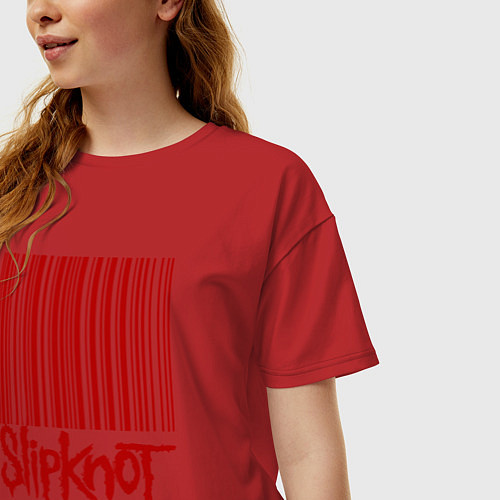 Женская футболка оверсайз Slipknot: barcode / Красный – фото 3