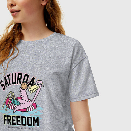 Женская футболка оверсайз Saturday Freedom / Меланж – фото 3