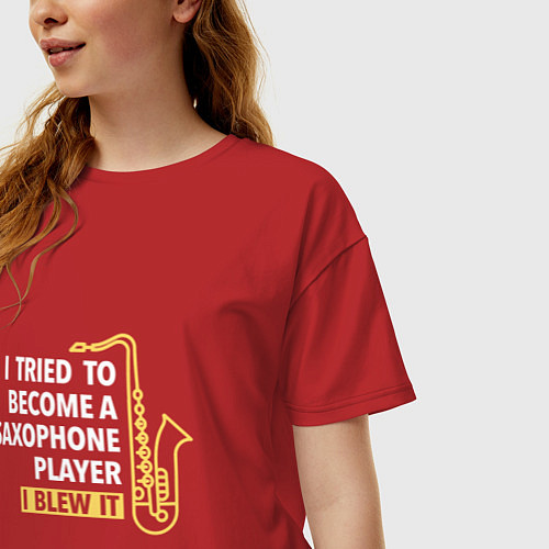 Женская футболка оверсайз Saxophone Player / Красный – фото 3