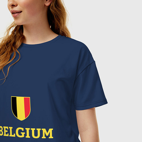 Женская футболка оверсайз Belgium / Тёмно-синий – фото 3