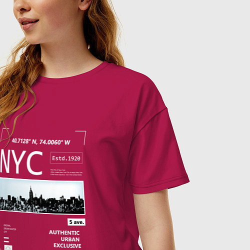 Женская футболка оверсайз NYC Style / Маджента – фото 3