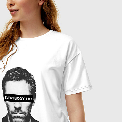 Женская футболка оверсайз Everyboy Lies / Белый – фото 3