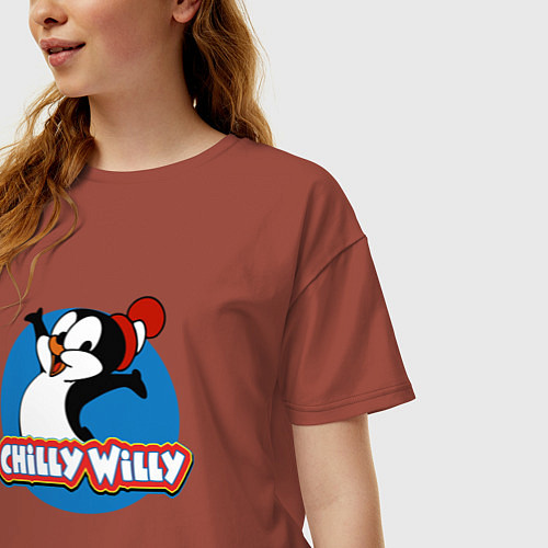 Женская футболка оверсайз Chilly Willy / Кирпичный – фото 3