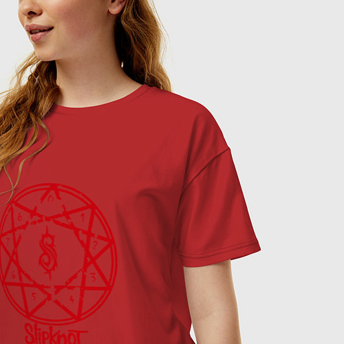 Женская футболка оверсайз Slipknot Penragram / Красный – фото 3