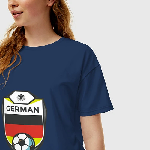 Женская футболка оверсайз German Soccer / Тёмно-синий – фото 3