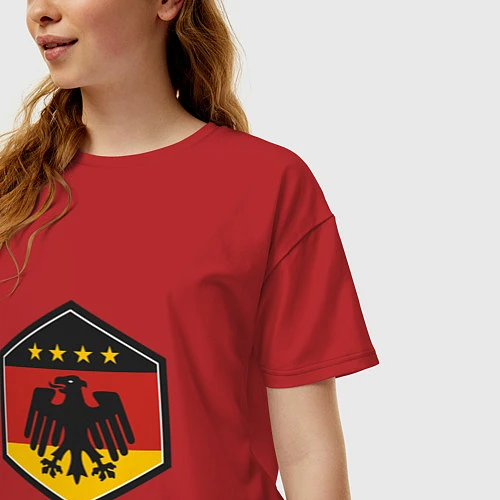 Женская футболка оверсайз Немецкий фанат / Красный – фото 3