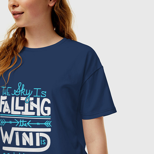 Женская футболка оверсайз Wind is Calling / Тёмно-синий – фото 3