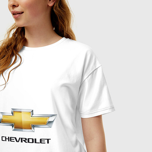 Женская футболка оверсайз Chevrolet логотип / Белый – фото 3