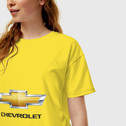 Футболка оверсайз женская Chevrolet логотип, цвет: желтый — фото 2