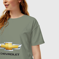 Футболка оверсайз женская Chevrolet логотип, цвет: авокадо — фото 2