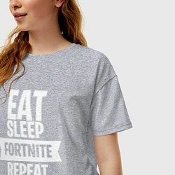 Футболка оверсайз женская Eat Sleep Fortnite Repeat, цвет: меланж — фото 2