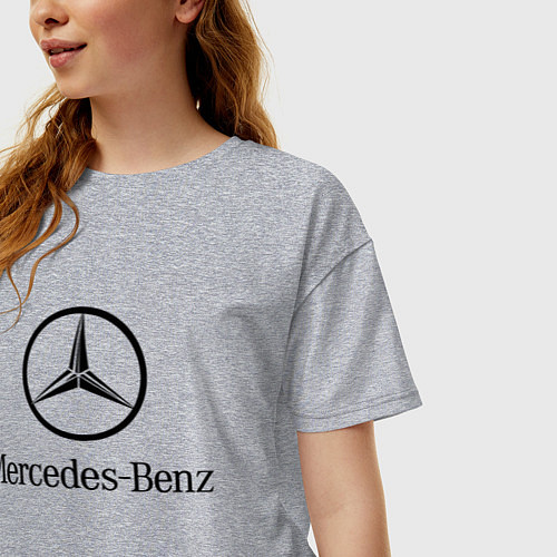Женская футболка оверсайз Logo Mercedes-Benz / Меланж – фото 3