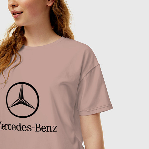 Женская футболка оверсайз Logo Mercedes-Benz / Пыльно-розовый – фото 3