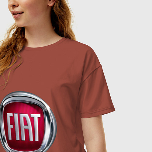 Женская футболка оверсайз FIAT logo / Кирпичный – фото 3