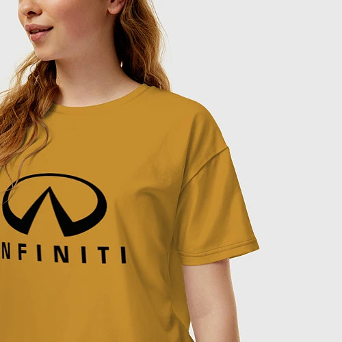 Женская футболка оверсайз Infiniti logo / Горчичный – фото 3