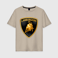 Футболка оверсайз женская Lamborghini logo, цвет: миндальный