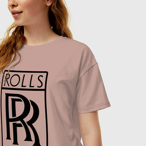Женская футболка оверсайз Rolls-Royce logo / Пыльно-розовый – фото 3