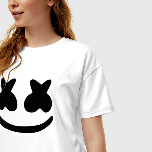 Женская футболка оверсайз Marshmello / Белый – фото 3