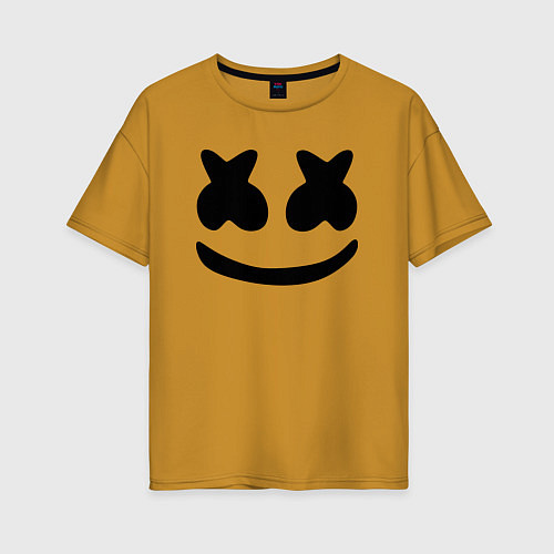 Женская футболка оверсайз Marshmello / Горчичный – фото 1