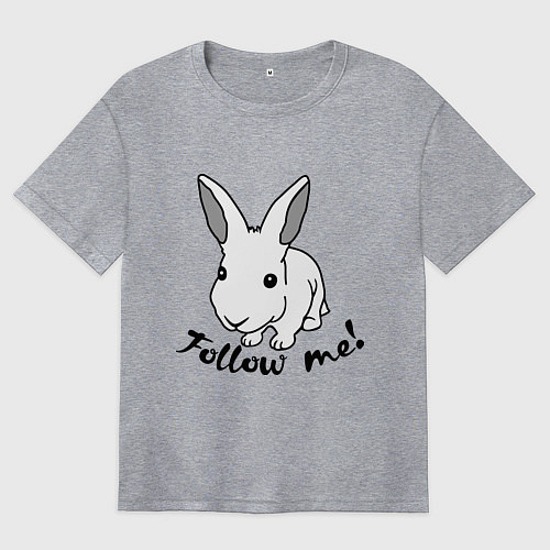 Женская футболка оверсайз Rabbit: follow me / Меланж – фото 1