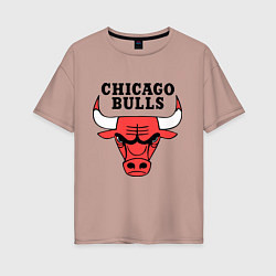 Футболка оверсайз женская Chicago Bulls, цвет: пыльно-розовый