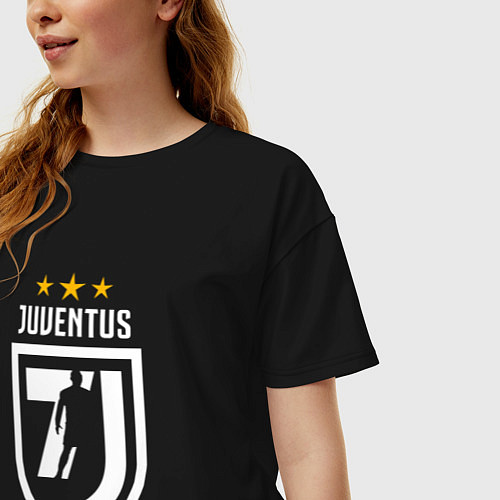 Женская футболка оверсайз Juventus 7J / Черный – фото 3