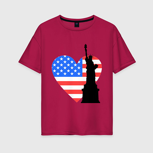 Женская футболка оверсайз Люблю Америку / Маджента – фото 1