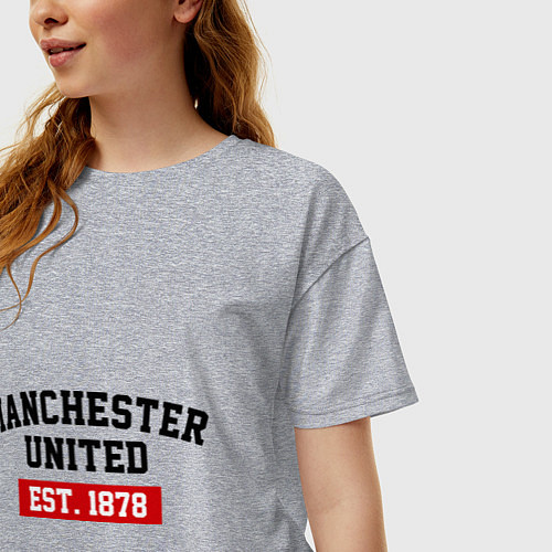 Женская футболка оверсайз FC Manchester United Est. 1878 / Меланж – фото 3