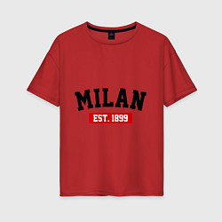 Футболка оверсайз женская FC Milan Est. 1899, цвет: красный