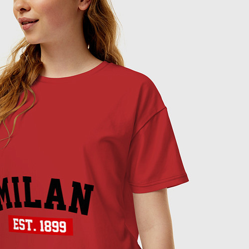 Женская футболка оверсайз FC Milan Est. 1899 / Красный – фото 3