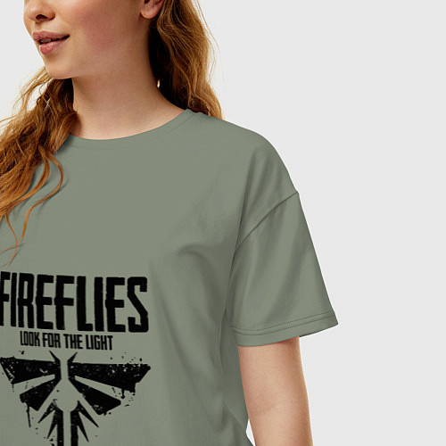 Женская футболка оверсайз Fireflies: Look for the Light / Авокадо – фото 3