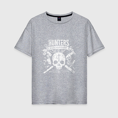 Женская футболка оверсайз Hunters: What's your is mine / Меланж – фото 1