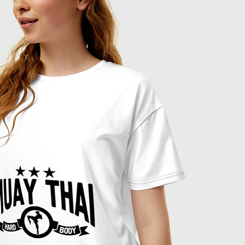 Женская футболка оверсайз Muay thai boxing / Белый – фото 3