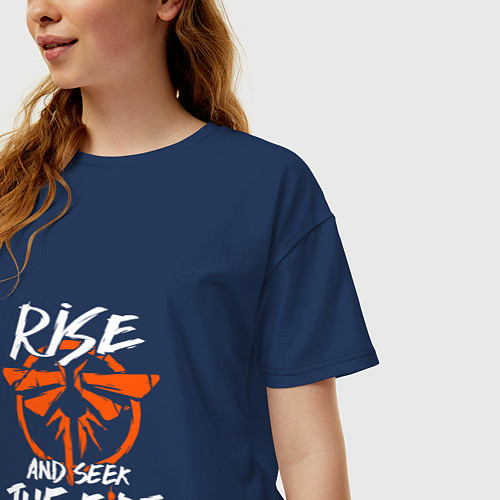 Женская футболка оверсайз Rise & Seek the Fire / Тёмно-синий – фото 3