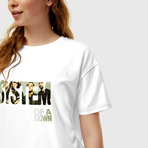 Женская футболка оверсайз System of a Down / Белый – фото 3