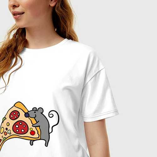 Женская футболка оверсайз Кусочек пиццы парная / Белый – фото 3