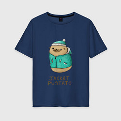 Футболка оверсайз женская Jacket Pugtato, цвет: тёмно-синий