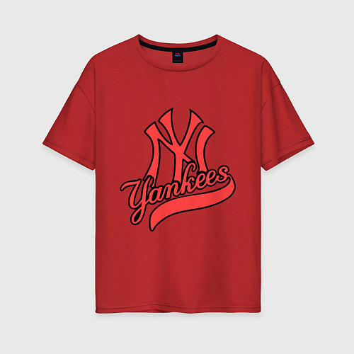 Женская футболка оверсайз New York Yankees logo / Красный – фото 1