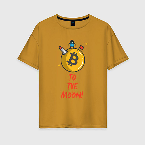 Женская футболка оверсайз To the moon! / Горчичный – фото 1