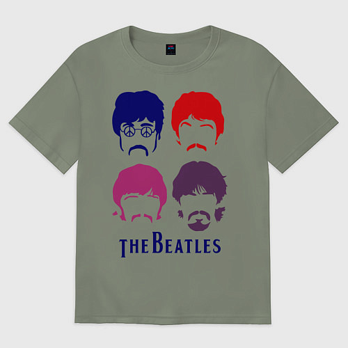 Женская футболка оверсайз The Beatles faces / Авокадо – фото 1