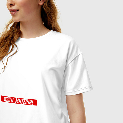Женская футболка оверсайз WAIFU MATERIAL / Белый – фото 3