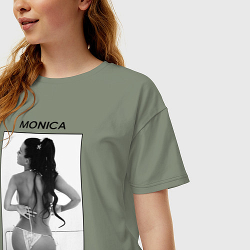 Женская футболка оверсайз Monica Bellucci: Donna Famosa / Авокадо – фото 3