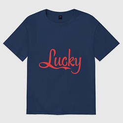 Футболка оверсайз женская Lucky logo, цвет: тёмно-синий