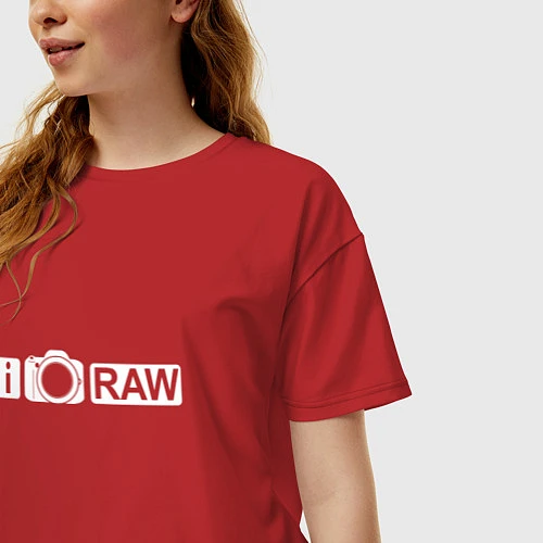 Женская футболка оверсайз I love RAW / Красный – фото 3