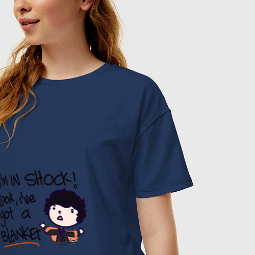 Женская футболка оверсайз Шерлок / Тёмно-синий – фото 3