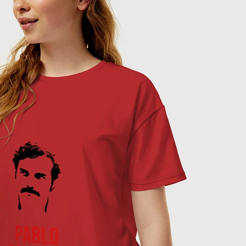 Женская футболка оверсайз Pablo Escobar / Красный – фото 3