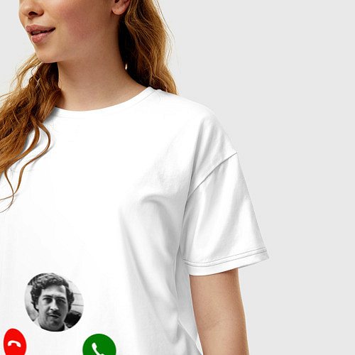 Женская футболка оверсайз Escobar is calling / Белый – фото 3