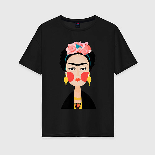 Женская футболка оверсайз Фрида Кало / Черный – фото 1