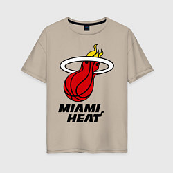 Футболка оверсайз женская Miami Heat-logo, цвет: миндальный